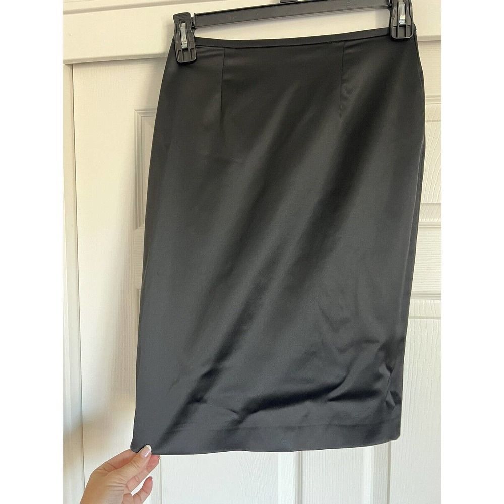 Adrianna Papell Evening Essential Skirt Sz 6 Flat Front, Shinny Black Party, Zip